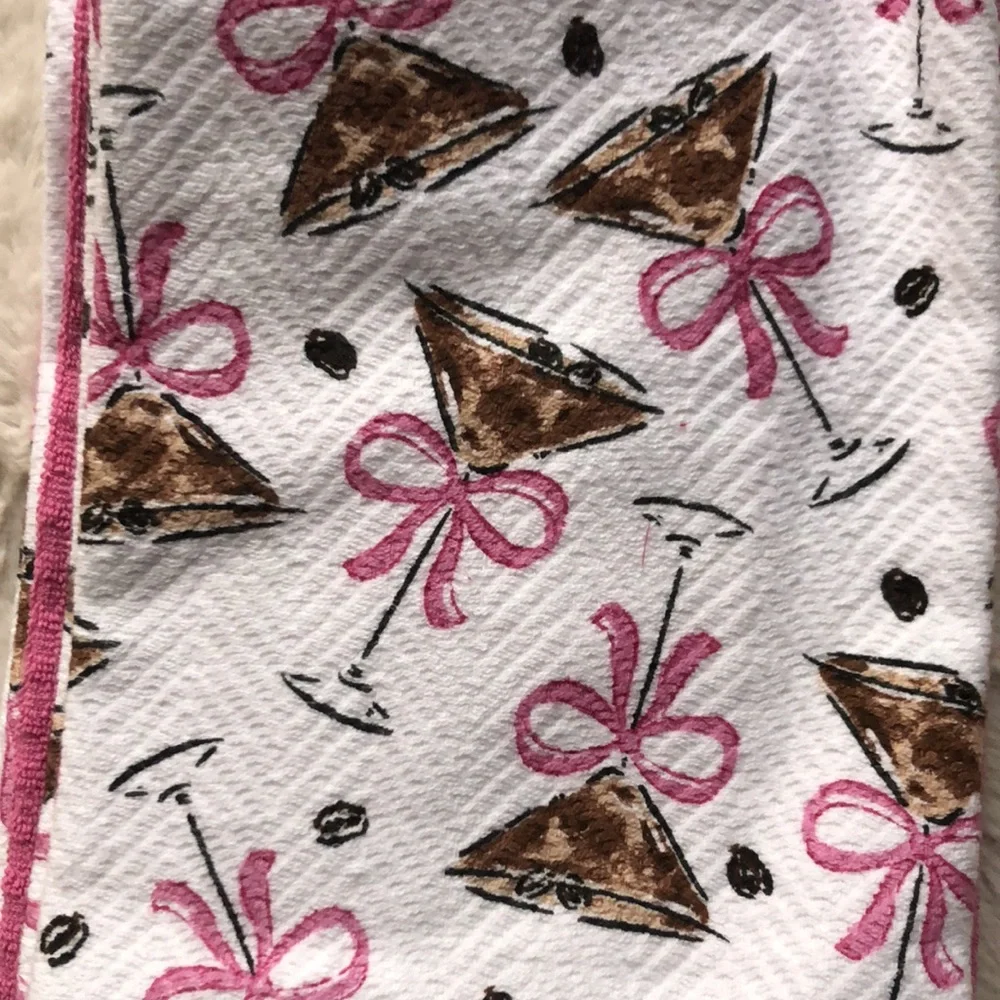Kitchen Towels with Espresso Martini Glass and Bow Design
